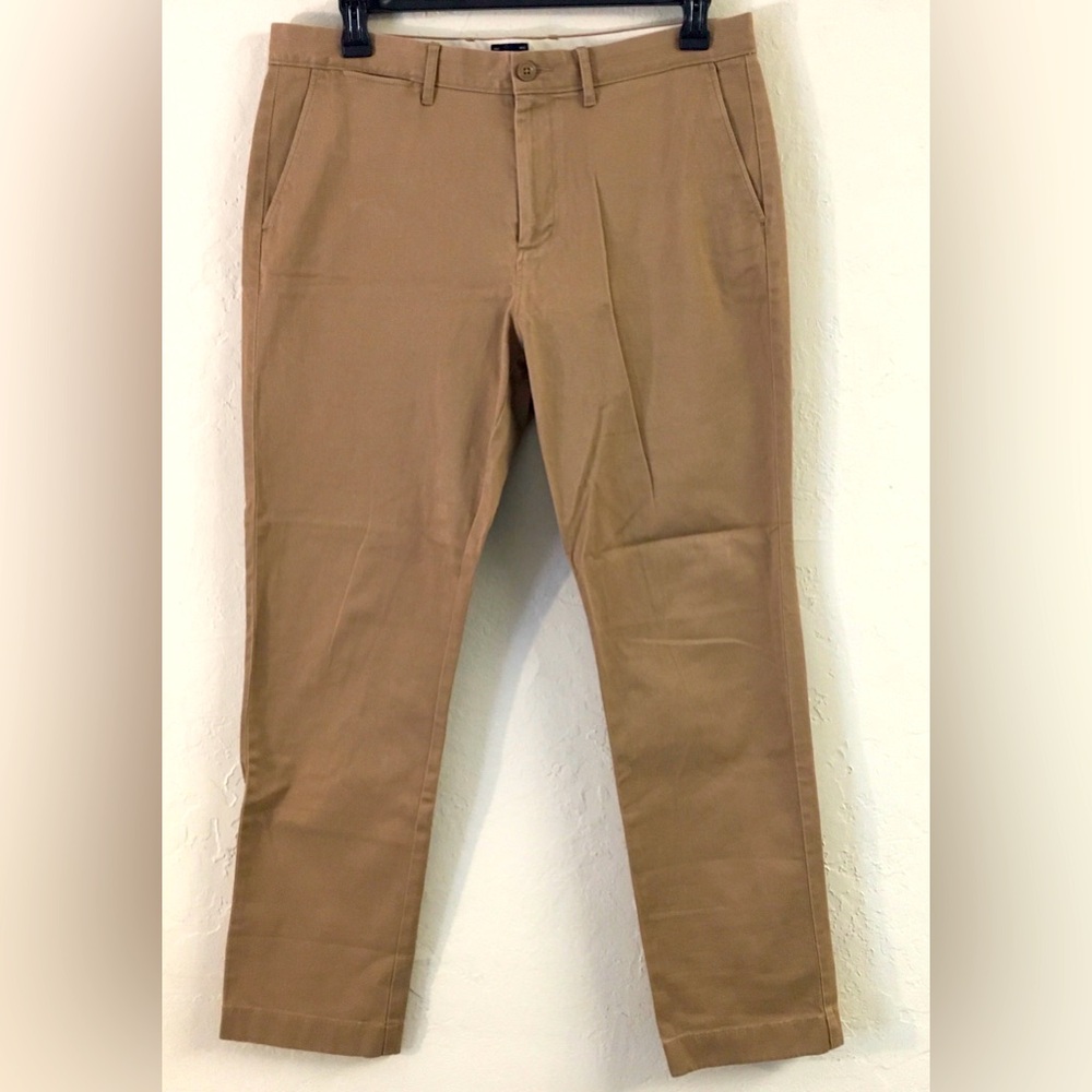 J Crew Stretch 770 Straight Chino Pants 34W X 30L Tan Preppy Business Casual